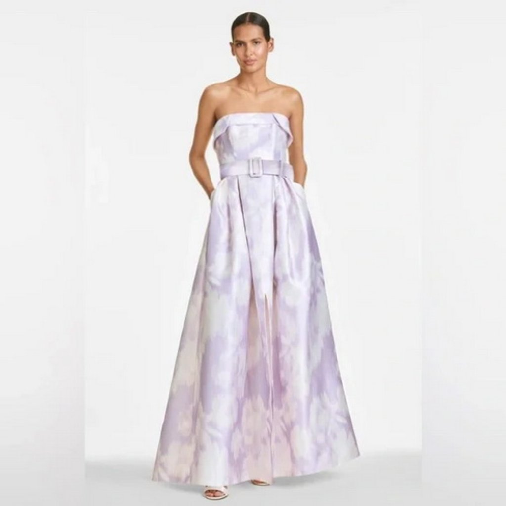 Sachin & Babi Lavender Ivory Ikat Strapless Brielle Gown